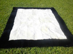 Big Unique Genuine Patchwork Sheepskin Rug - Soft Natural Hair Sheep Skin Real Pelt Fur Color White Black - thumbnail 2