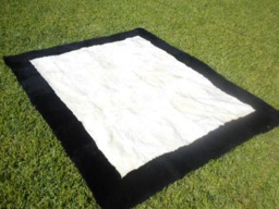 Big Unique Genuine Patchwork Sheepskin Rug - Soft Natural Hair Sheep Skin Real Pelt Fur Color White Black - thumbnail 1