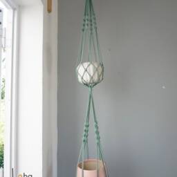 Macrame Double Plant Hanger Two-Tier Cotton Holder - thumbnail 3