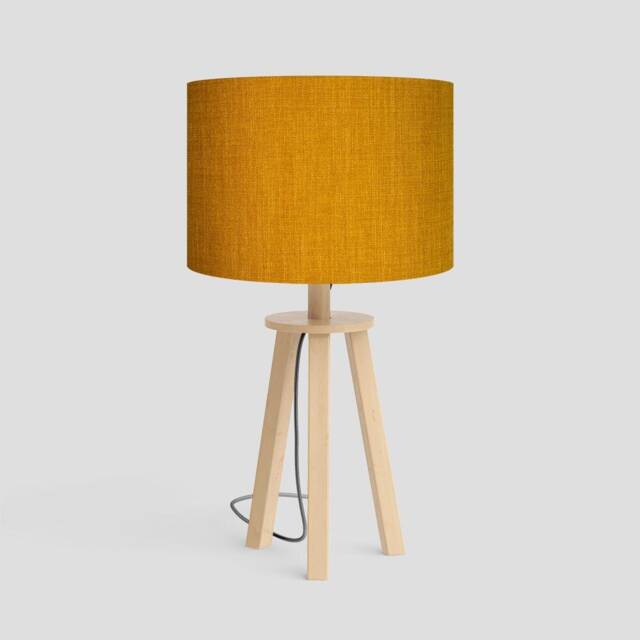 Handmade Drum Lampshade Linoso Saffron Fabric, Table/Floor/Ceiling