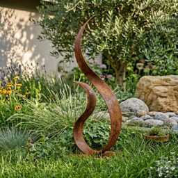 Small Metal Garden Sculpture Rustic Decor Abstract Modern Art For Outdoors - thumbnail 2