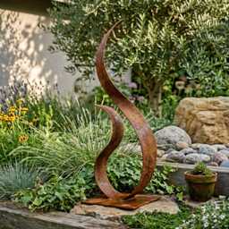Small Metal Garden Sculpture Rustic Decor Abstract Modern Art For Outdoors - thumbnail 3