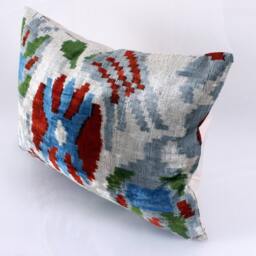 16x24 Ikat Velvet Pillow Cover, Handmade Cushion, Decorative Throw Pillow, Boho Cushion Turkish Home Decor - thumbnail 2
