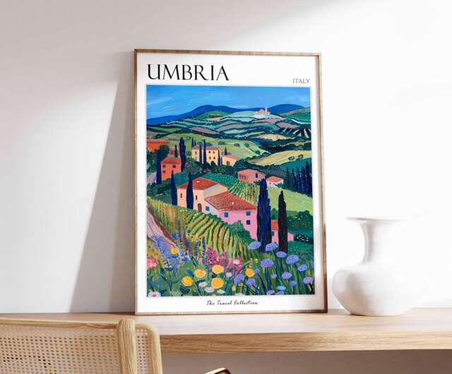 Umbria Italy Travel Poster Colorful Italian Wall Art - image 1