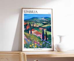 Umbria Italy Travel Poster Colorful Italian Wall Art - thumbnail 1