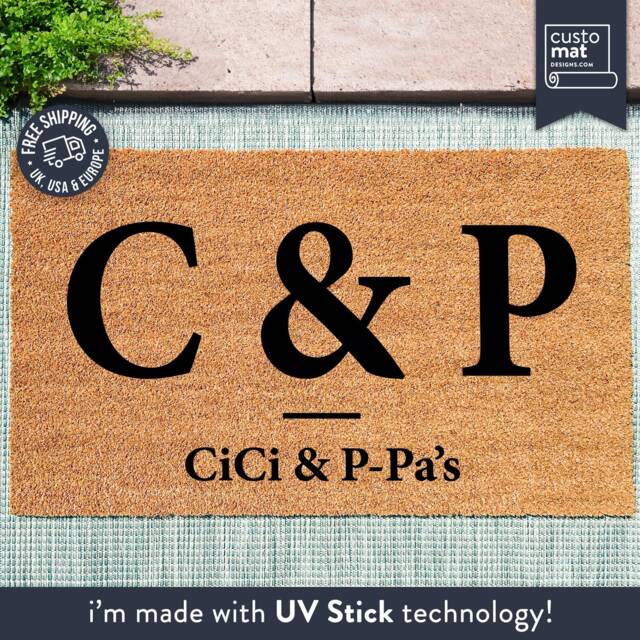 Personal Initials & Name Doormat - Personalized Rug For Parents Grandparent Gift Couples Housewarming Family - image 1