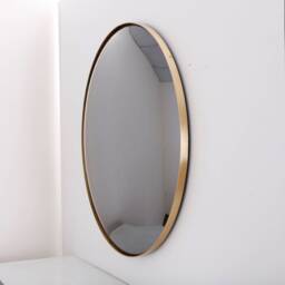 Handcrafted Black Convex Wall Mirror Brushed Brass Frame, Space Age Decor - thumbnail 2