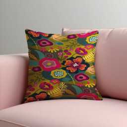 Vibrant Floral Cushion Cover, Bold Boho Botanical Pillowcase, Decorative Sofa Or Bed Accent, Made To Measure Throw Pillow Cover - thumbnail 3