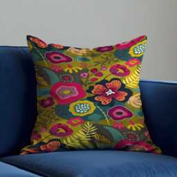 Vibrant Floral Cushion Cover, Bold Boho Botanical Pillowcase, Decorative Sofa Or Bed Accent, Made To Measure Throw Pillow Cover - thumbnail 2