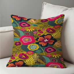 Vibrant Floral Cushion Cover, Bold Boho Botanical Pillowcase, Decorative Sofa Or Bed Accent, Made To Measure Throw Pillow Cover - thumbnail 4