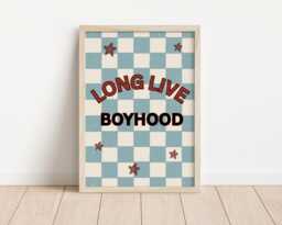 Long Live Boyhood Blue & Red Checkered Print For Boys Bedroom Or Nursery - thumbnail 1