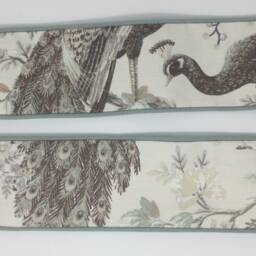 Laura Ashley Belvedere Soft Truffle Bird Pair Handmade Curtain Tie Backs Piped Green - thumbnail 4