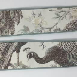 Laura Ashley Belvedere Soft Truffle Bird Pair Handmade Curtain Tie Backs Piped Green - thumbnail 3