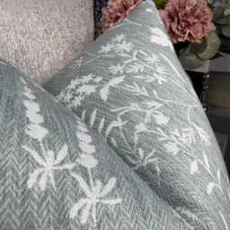 Fiorella Duck Egg Sage Cushion Cover John Lewis Floral Fabric Modern Sofa Bed Pillow Case Handmade in UK Soft Green Botanical Design - thumbnail 2