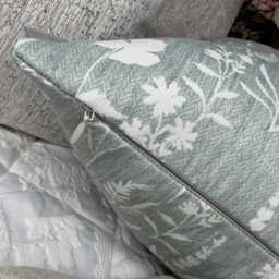 Fiorella Duck Egg Sage Cushion Cover John Lewis Floral Fabric Modern Sofa Bed Pillow Case Handmade in UK Soft Green Botanical Design - thumbnail 3