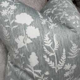 Fiorella Duck Egg Sage Cushion Cover John Lewis Floral Fabric Modern Sofa Bed Pillow Case Handmade in UK Soft Green Botanical Design - thumbnail 4