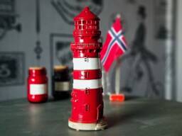 Handmade Ceramic Lighthouse Candle Holder Model Of Feistein Lighthouse, Norway. Miniature Gift. Tiny Clay Lighthouse. Christmas Gift - thumbnail 1