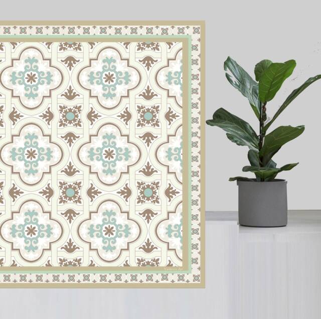 Moroccan Pattern Mat. Vinyl Mat .runner Floo .pvc Rug.vinyl Rug. Kitchen Art Mat.floor Mat.designed For Home&office - image 1