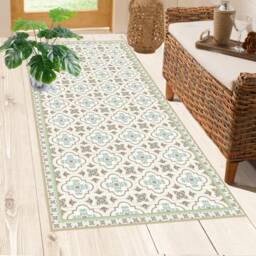 Moroccan Pattern Mat. Vinyl Mat .runner Floo .pvc Rug.vinyl Rug. Kitchen Art Mat.floor Mat.designed For Home&office - thumbnail 2