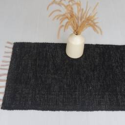 Runner Rug Black 200 cm, Hallway Rug, Kitchen Runner Bathroom Cotton Bohemian Couloir Tapis - thumbnail 2