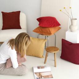 Biscuit Color Linen Throw Pillow Cover, Comfy Handmade Case, Invisible Zipper, Soft & Thick Cushion Cover, Cozy Home Decor - thumbnail 3