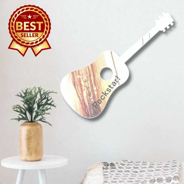 Acoustic Guitar Acrylic Mirror Wall Art Personalized Engraving - image 1
