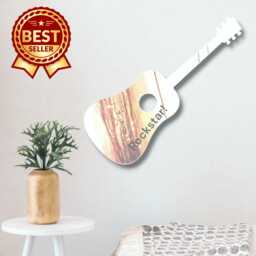 Acoustic Guitar Acrylic Mirror Wall Art Personalized Engraving - thumbnail 1
