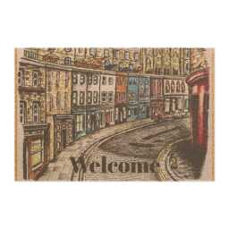 Edinburgh Old Town Doormat Scotland Welcome Mat, Joe Edoni Art - thumbnail 2