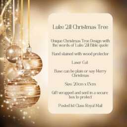 Christmas Tree Table Decoration, Wooden Tree, Luke 211, Bible Verse, For Unto You Is Born This Day, Gift For Mum Nan - thumbnail 2