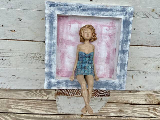 Woman Painting, Ooak Doll, Paper Mache Woman, Woman Sculpture, Figure, Wall Decoration, Dreaming, Handicrafts Spain - image 1