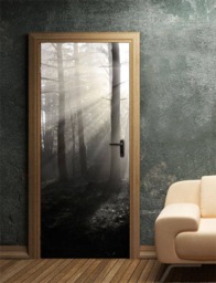 Forest Door Sticker, Tree Wallpaper, Nature Mural, Bedroom Living Room Home Decor, Wall Decor Decal - thumbnail 1