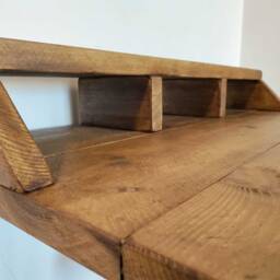 Rustic Wood Desk, Handmade Computer Monitor Stand, Pinewood Work Station - thumbnail 3