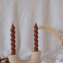 Chunky Twisted Pillar Candle Decorative Soy Wax Table Candle - thumbnail 3
