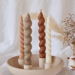 Chunky Twisted Pillar Candle Decorative Soy Wax Table Candle - thumbnail 2