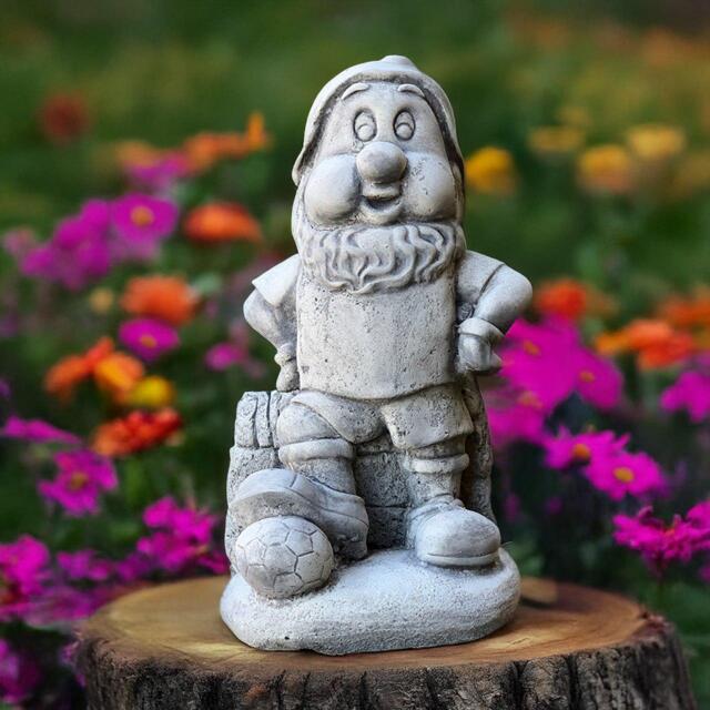 Concrete Football Gnome Statue Garden Concrete With Ball Hand-Poured Yard Ornament Outdoor Sports Decoration Gnome Lover Gift - image 1