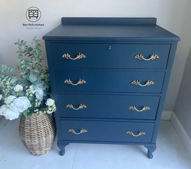 Solid Wood Blue French Provincial Style Chest Of Drawers - image 1