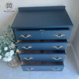 Solid Wood Blue French Provincial Style Chest Of Drawers - thumbnail 3