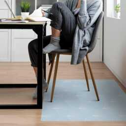 Delicate Fans Office Chair Floor Protector, Blue Desk Mat, Pattern Vinyl Gaming Mat
