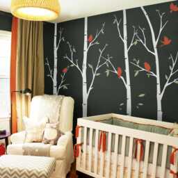 Birch Tree Wall Decals Nursery Decor With Birds & Leaves - thumbnail 1