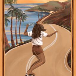70S Skate Art Print - California Surf Scene, Boho Wall Decor - thumbnail 2