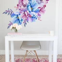 Floral Wall Decal Watercolor Flowers With Leaves Stickers - thumbnail 3