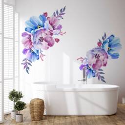Floral Wall Decal Watercolor Flowers With Leaves Stickers - thumbnail 1