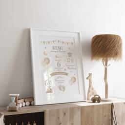 Neutral Baby Personalised Print - Birth Details Gift Keepsake For New Newborn Nursery - thumbnail 3