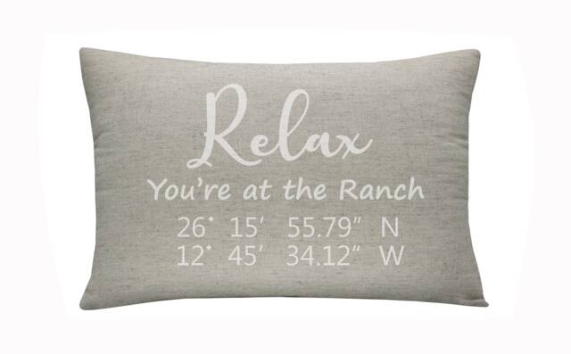 Personalized Embroidered Ranch Pillowcase, Coordinates, Latitude & Longitude, Relax, Farmhouse, Welcome To Our Ranch, Rustic Lumbar Gift - image 1
