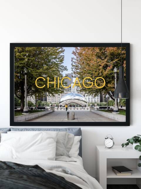 Chicago Wall Art, Cloud Gate, The Bean, Lettering, Millenium Park, Print, Architecture Poster - image 1