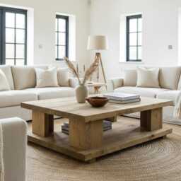 Handmade Chunky Country Oak Coffee Table With Shelf - thumbnail 1