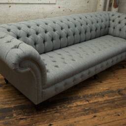 Handmade Large 4 Seater Iron Grey Herringbone Wool Chesterfield Sofa - Other Colours + - thumbnail 3