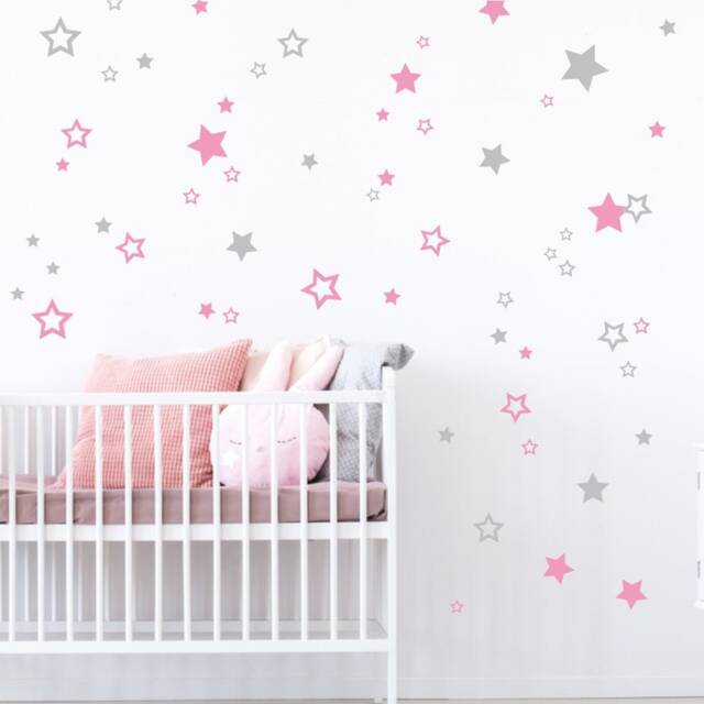 Star Wall Decals - Vinyl Decals, 2-Color Nursery Stickers, Set Of Stickers 2 Color 93Nw - image 1