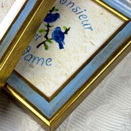 Gold & Blue Photo Frame, Distressed Wood Picture Frame - 5x5 Or 6x6 Inch - thumbnail 3