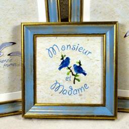 Gold & Blue Photo Frame, Distressed Wood Picture Frame - 5x5 Or 6x6 Inch - thumbnail 1